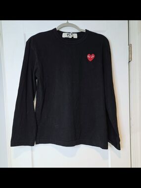 CDG PLAY Comme des Garcons Black Long Sleeve Heart Logo Tee